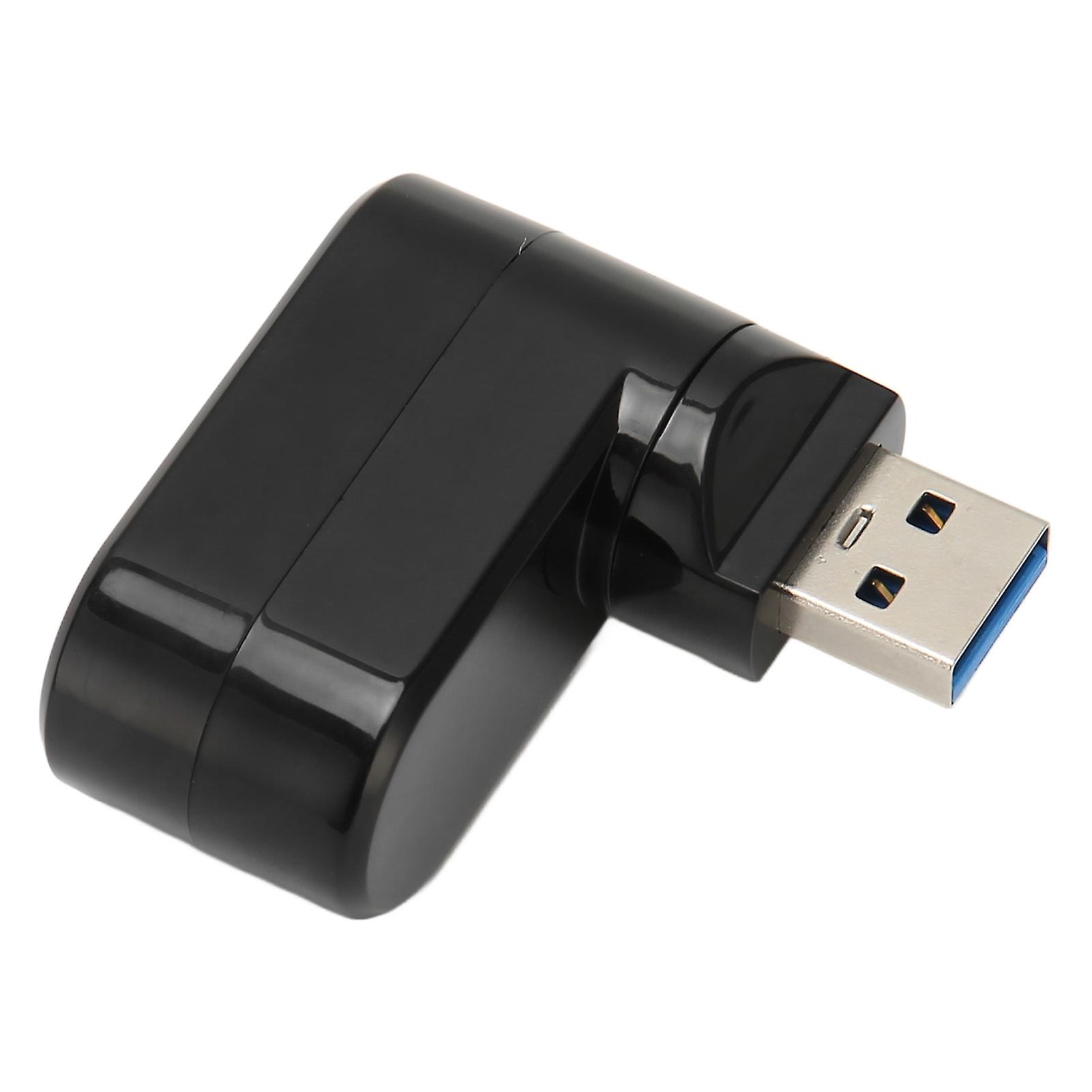 90 Degree Rotatable USB Hub 3 Port Plug and Play Supports Hot Swap 180 Degree Rotatable USB Hub for Desktop PC Black 