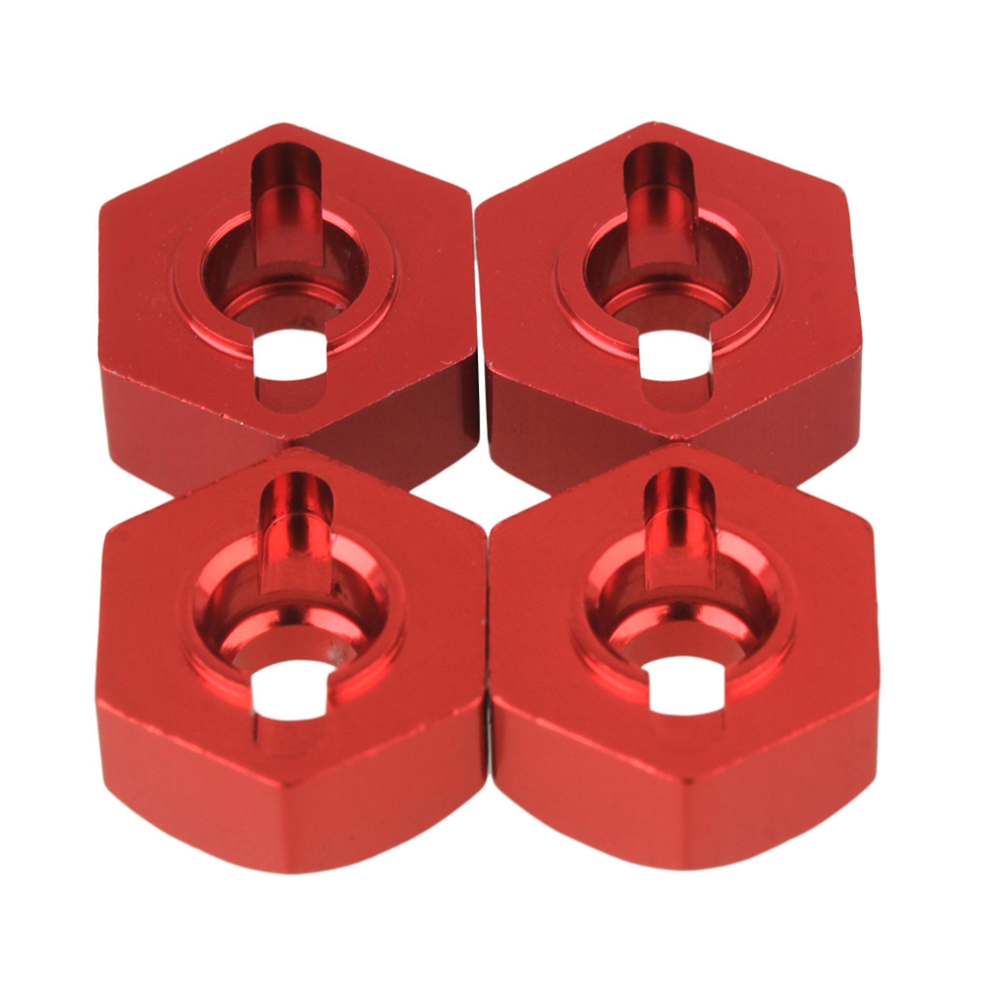 4pcs RC1:10 Aluminum Alloy Upgrade Red Wheel Hex Hub for Model Car 122042
