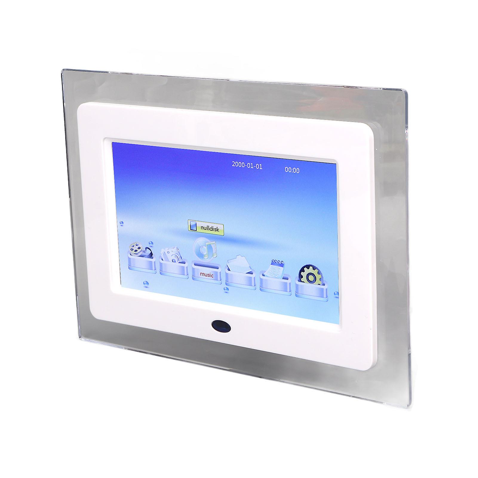 7in HD Screen Digital Picture Frame Smart Remote Control Electronic Photo Frame White 100‑240V US Plug 