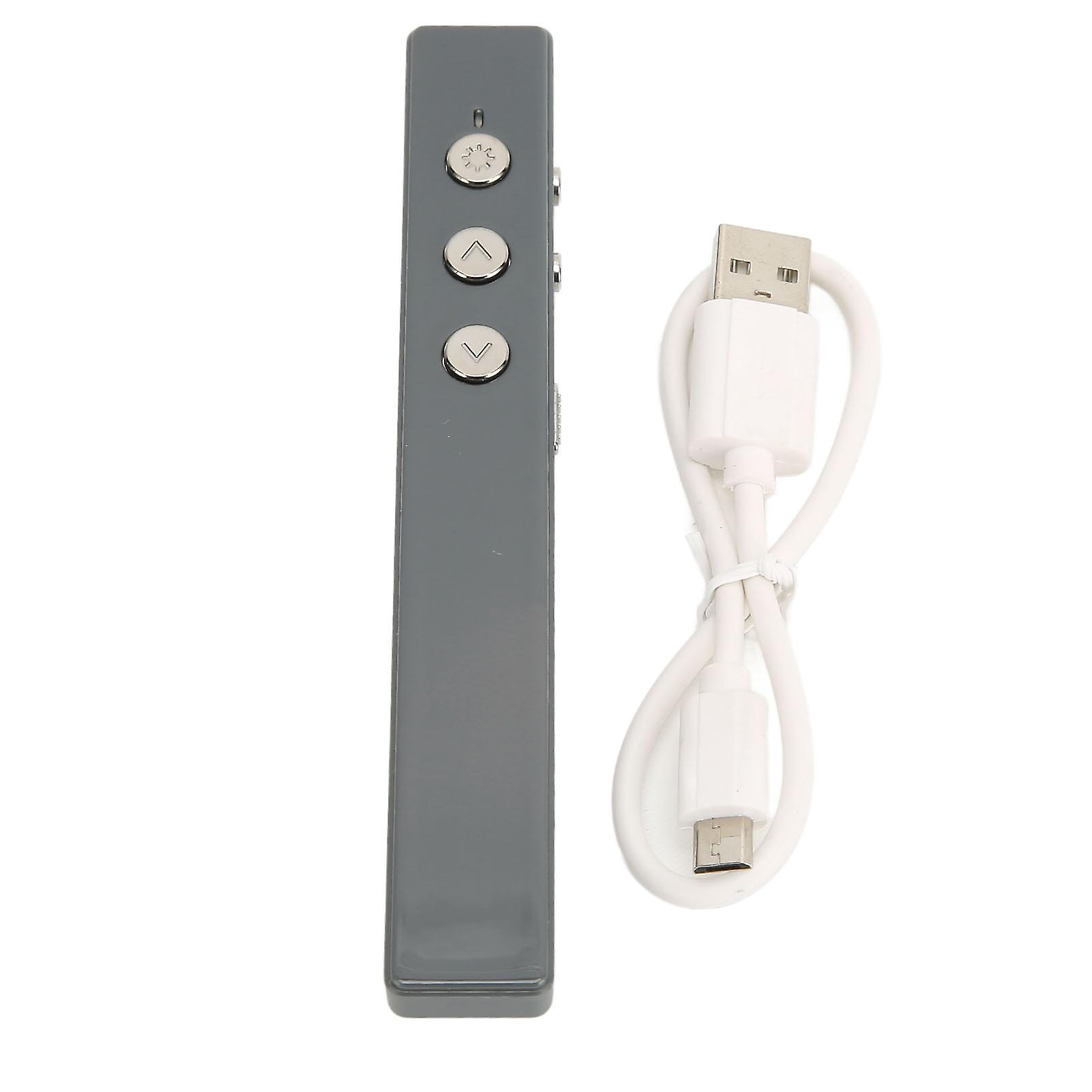 Ergonomic Wireless Presentation Clicker with Laser Pointer 2.4GHz Remote Silver Gray