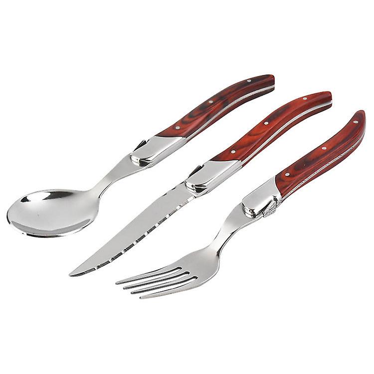 Red Wooden Handle Steak Steak Main Knife And Fork Western Tableware Knife And Fork Factory