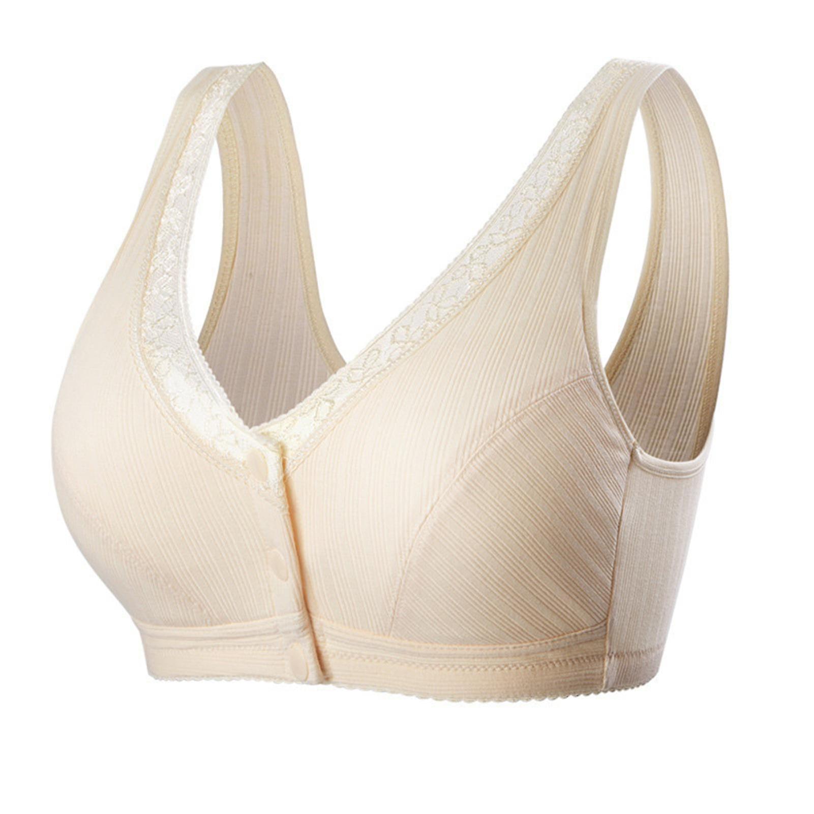 Comfortable Cotton Large Size Bra With Front Button Wireless Underwear Womens Breathable Seamless