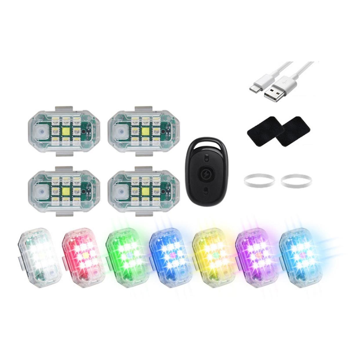 Strobe Light Motorcycle LED Flash Anti-Collision Warning Light Car Bicycle Waterproof Wireless Remo