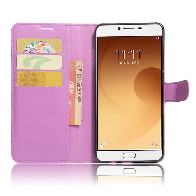 Samsung Galaxy C10 Shockproof Folio Leather Shell Case - Purple