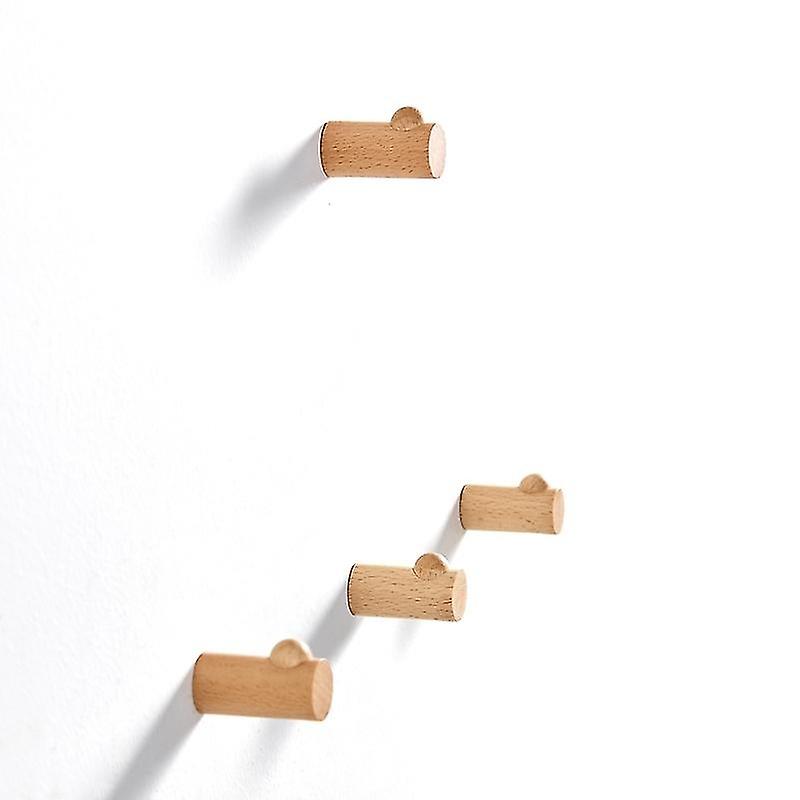 Wall Hook, Natural Wood Coat Hook Wall Mount (4 Pack)