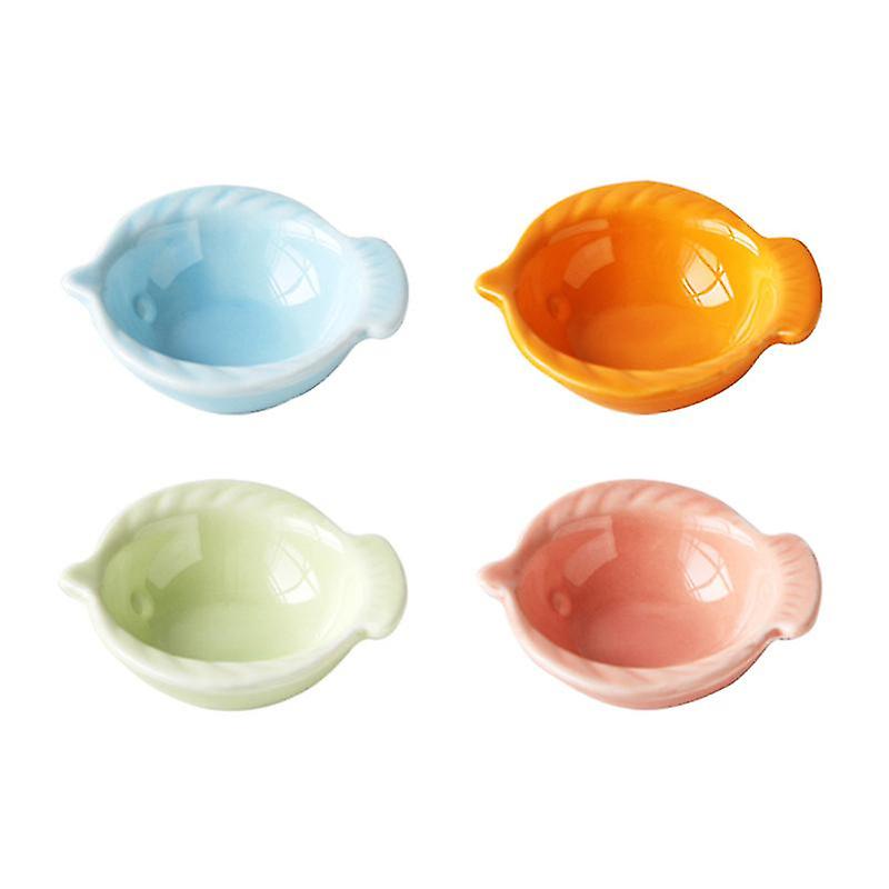 4pcs Ceramic Sauce Dish For Restaurant Home