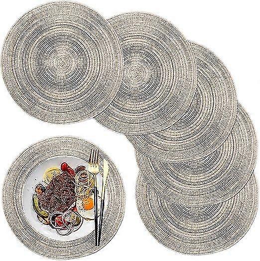 Set de 5 pices (couleur caf au lait) set de table 36cm, set de table rond, PP tiss lavable rsistant  la chaleur antidrapant