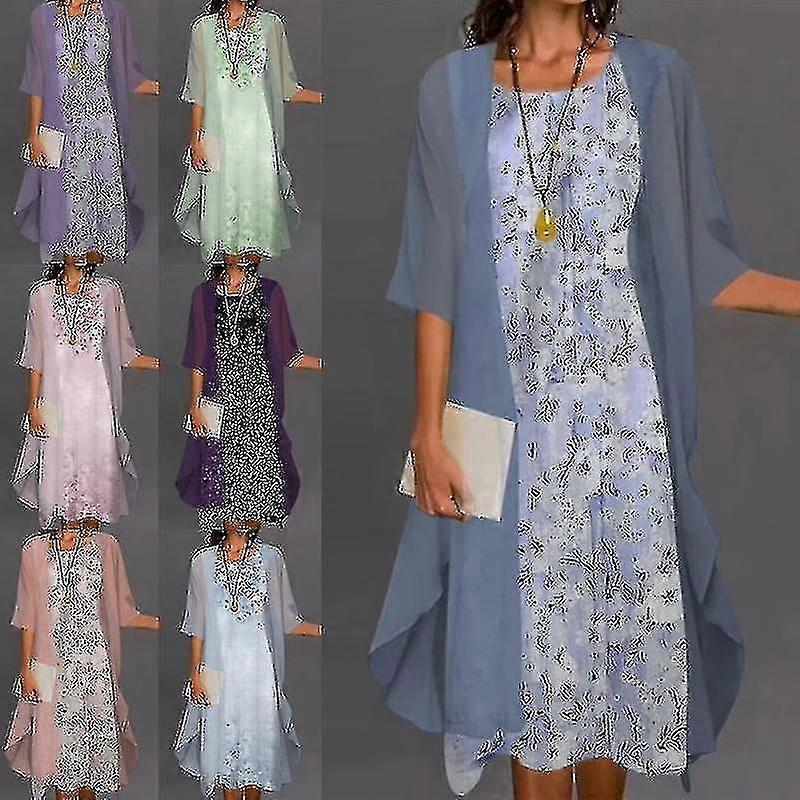Two Piece Brooch Cardigans & Floral Midi Dresses
