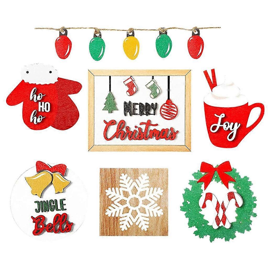  Christmas Element Layered Tray Ornaments Home Table Decorations Set Crafts