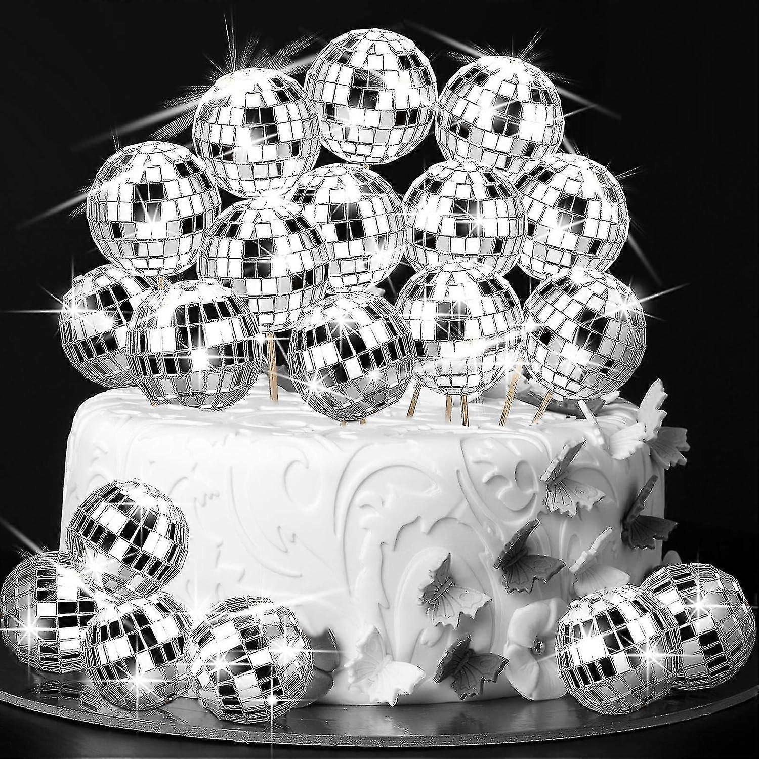 20 Pcs Disco Ball Cake Toppers Disco Ball Cake Decorations