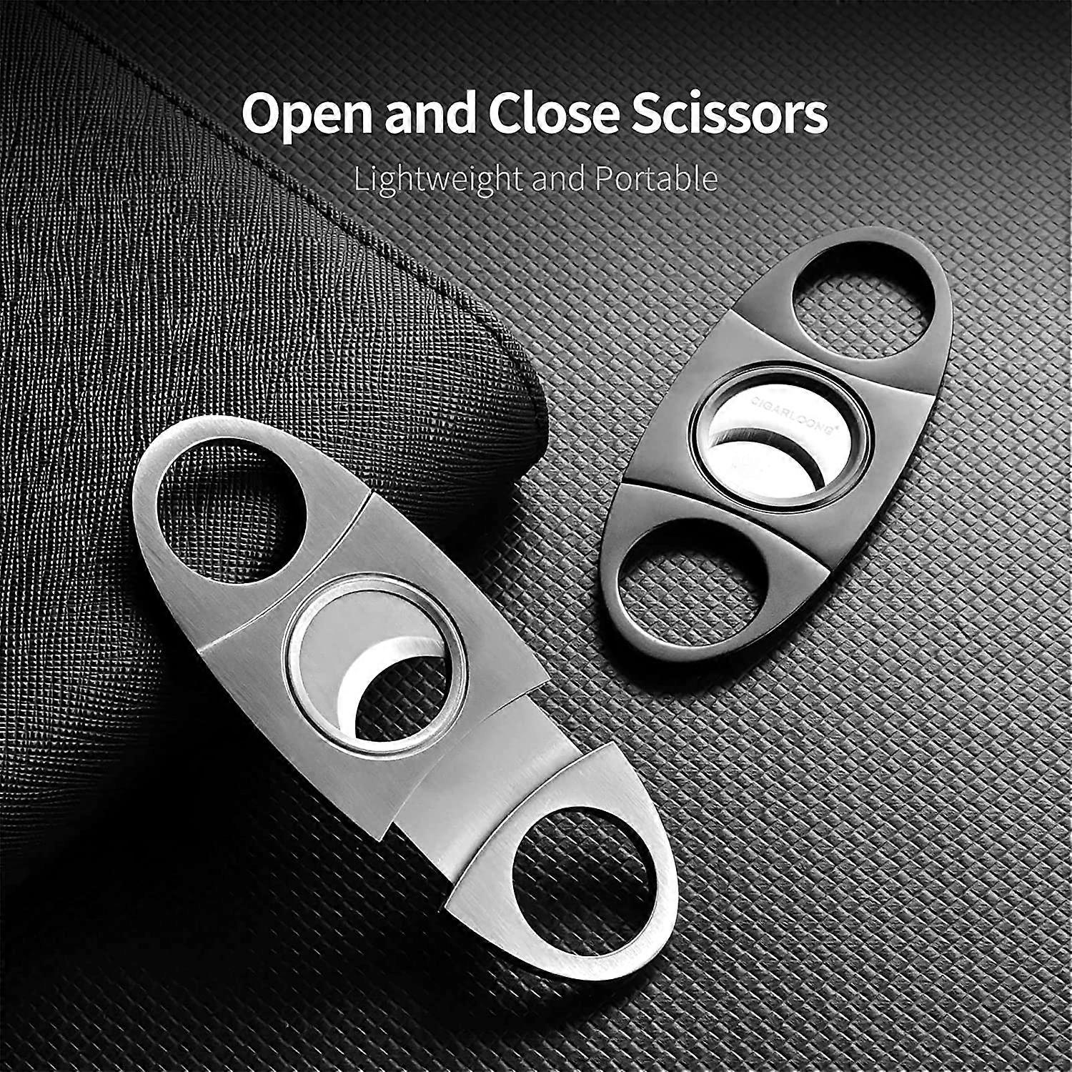 Patterned double-edged stainless steel travel cigar cutter
