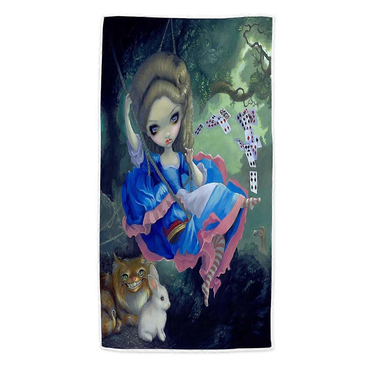 Cool Fantasy Alice in Fragonard's Swing Microfiber Beach Towel