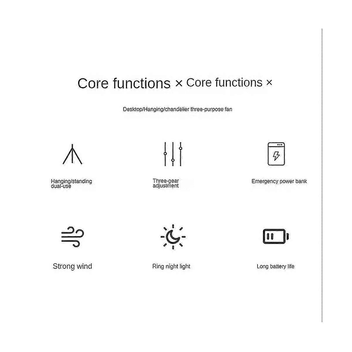 Camping-Ventilator Multifunktions-USB-Schreibtischstativ-Ständer-Luftkühler-Ventilator 10000mah mit Nachtlicht für Deckenventilator im Freien A