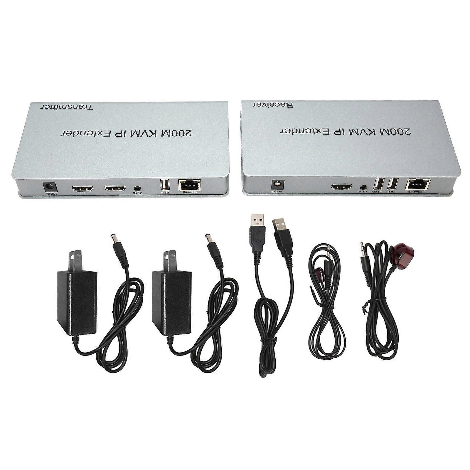 200m KVM IP Extender RJ45 HD Multimedia-Schnittstelle KVM over IP Extender mit Wide IR TCP IPm By UTP STP für PC 100?240V US Stecker