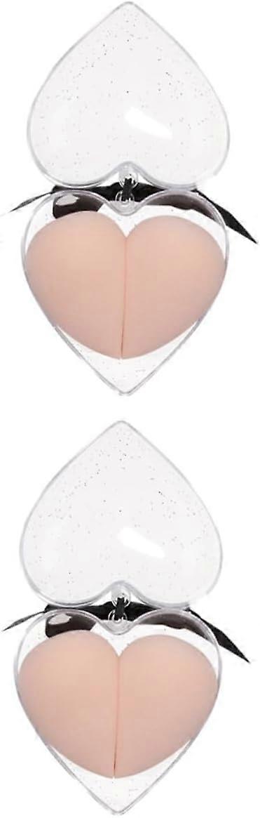 2 Boxes 2pcs Heart-shaped Powder Puff Holder