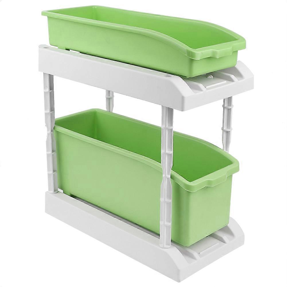 Kitchen Double Layer Spices Rack Seasoning Holder Storage Box (Green)