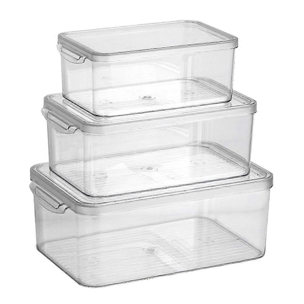 3pcs Refrigerator Organizer Bins Reusable Plastic Storage Case Stackable Fridge Organizer