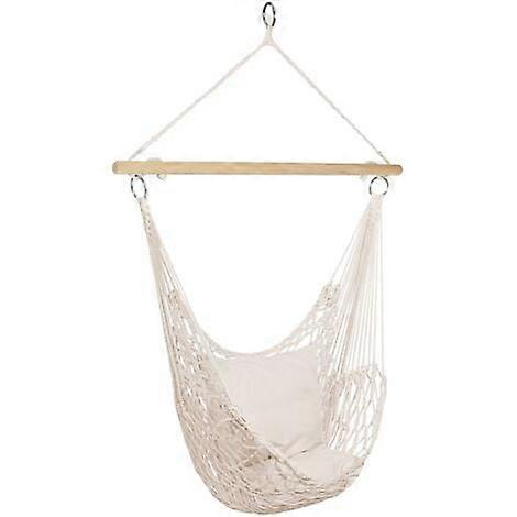 Macrame design ecru hanging chair