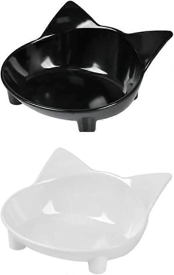 2 Stück Katzennapf, Hundenapf, rutschfeste Katzenschüssel, Haustiernapf mit langlebiger, leicht zu reinigender Mehrzweck-Futternapf für Katzen (Weiß + Schwarz)