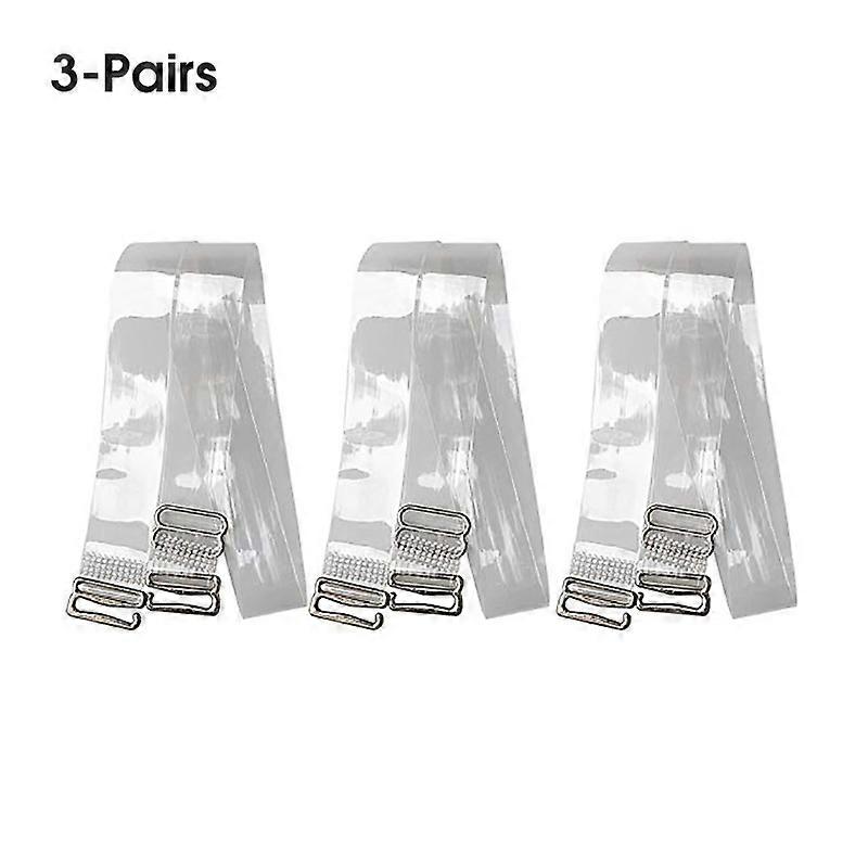 Nirvana 3 Pairs Clear Bra Straps, Stainless Steel Hook Multiple Width Support, Transparent Removable Invisible Replacement Bra Shoulder Straps