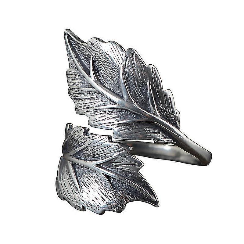 925 Silver Antique Women's Open Thai Silver Leaf Ring