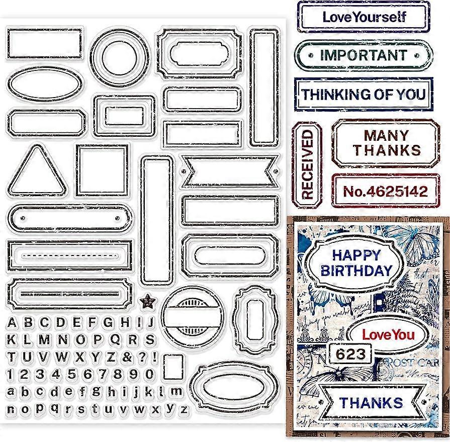 Retro Label Borders Clear Stamps for DIY Scrapbooking Vintage Label Frame Silicone Clear Stamp Seals