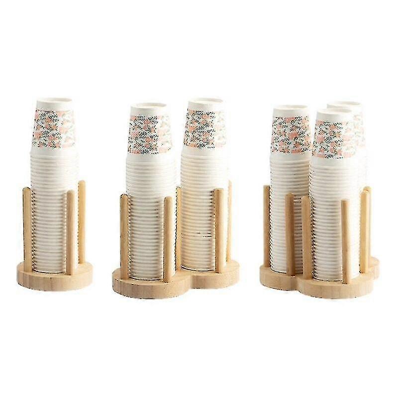 Disposable Cup Storage Holder Rack Shelf Water Tea Cups Wood Dispenser With Longer Stick Mug