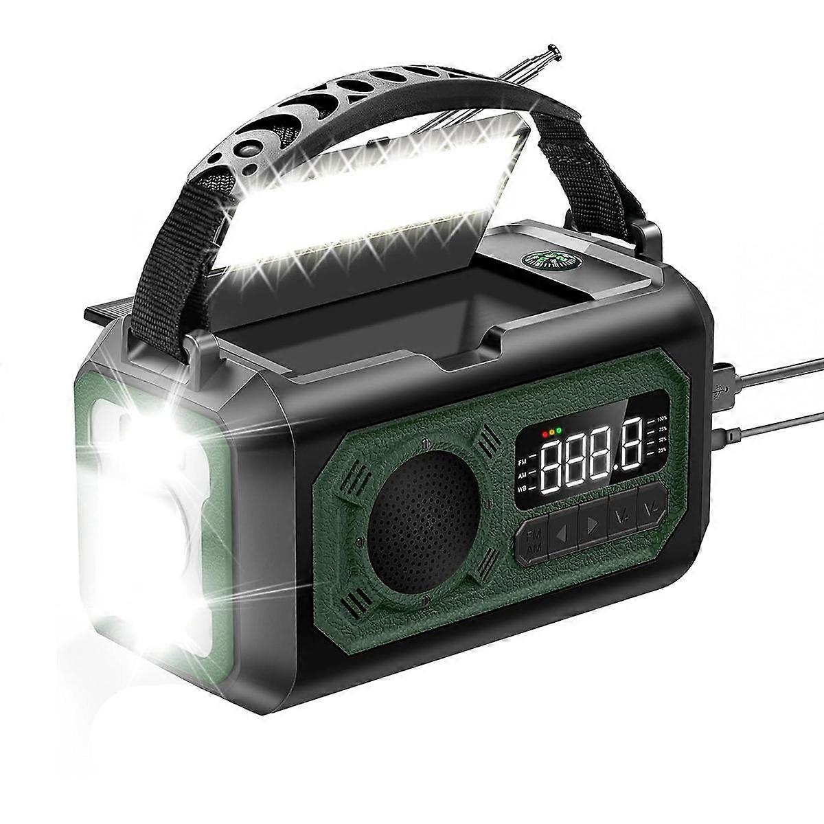12000MAh Emergency Weather Radio Hand Crank Radio Solar Radio Portable AM/FM/ Radio with Flashlight Reading Lamp-B