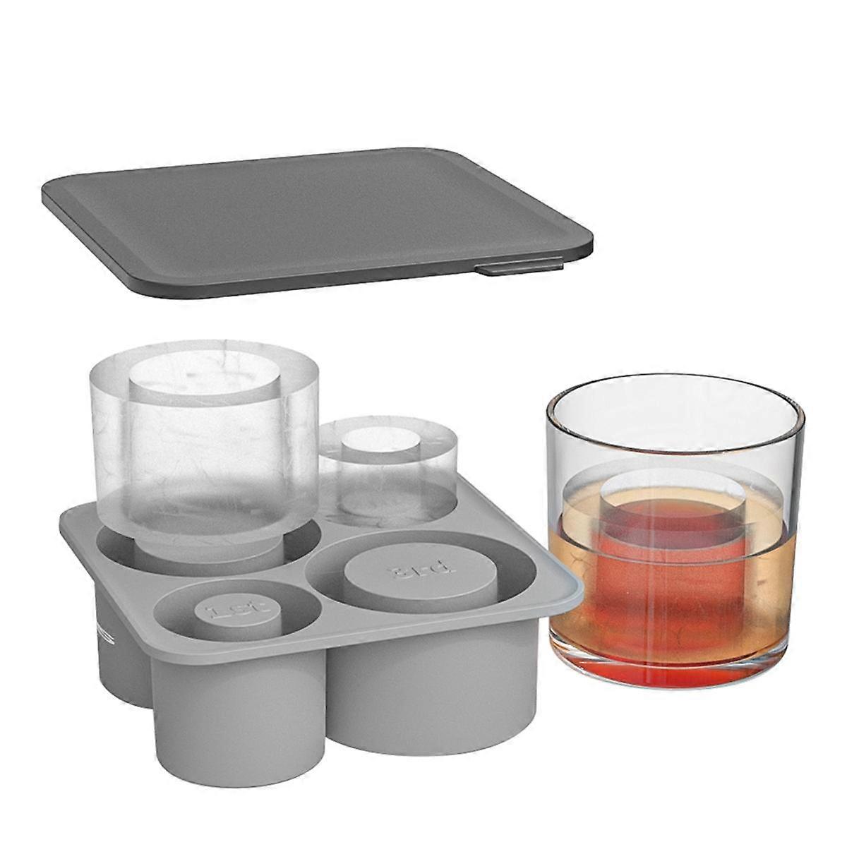 Silicone Ice Mold with Lid for Making 4 Hollow Cylinder Ice Molds for 20/30/40 Oz Cups for Chilling
