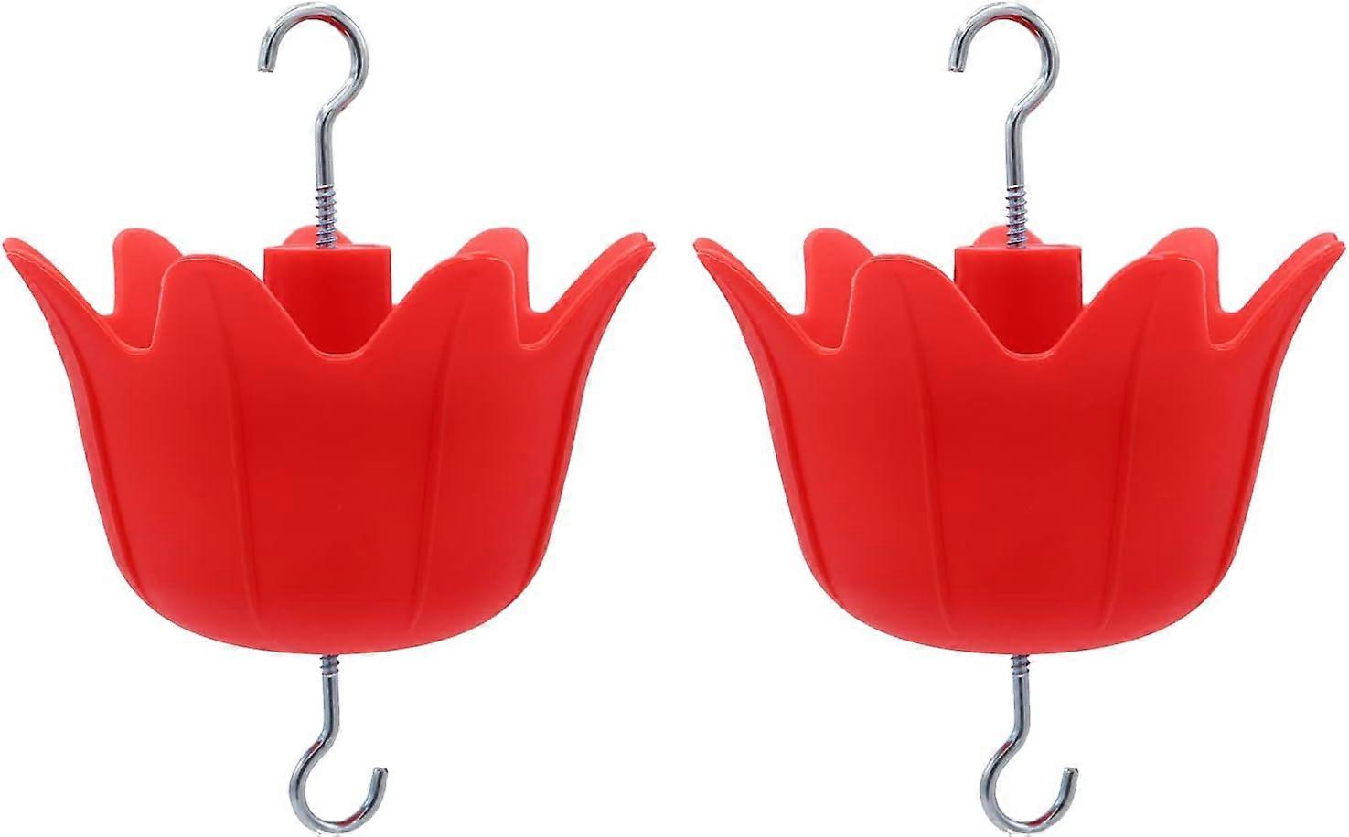 Ant Moat for Hummingbird Feeders, Hummingbird and Oriole Hanging Feeder Ant Guard,Large Capacity Bird Feeder Accessory Hooks, 4 OZ,Red,2 Pack