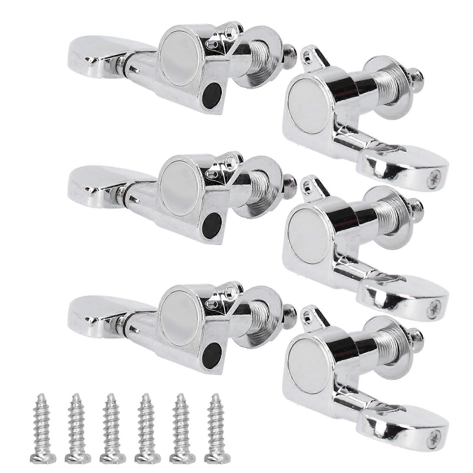 Guitar Locking Tuners Head Knobs Tuning Pegs 3 Left 3 Right Musical Instrument AccessoriesSilver