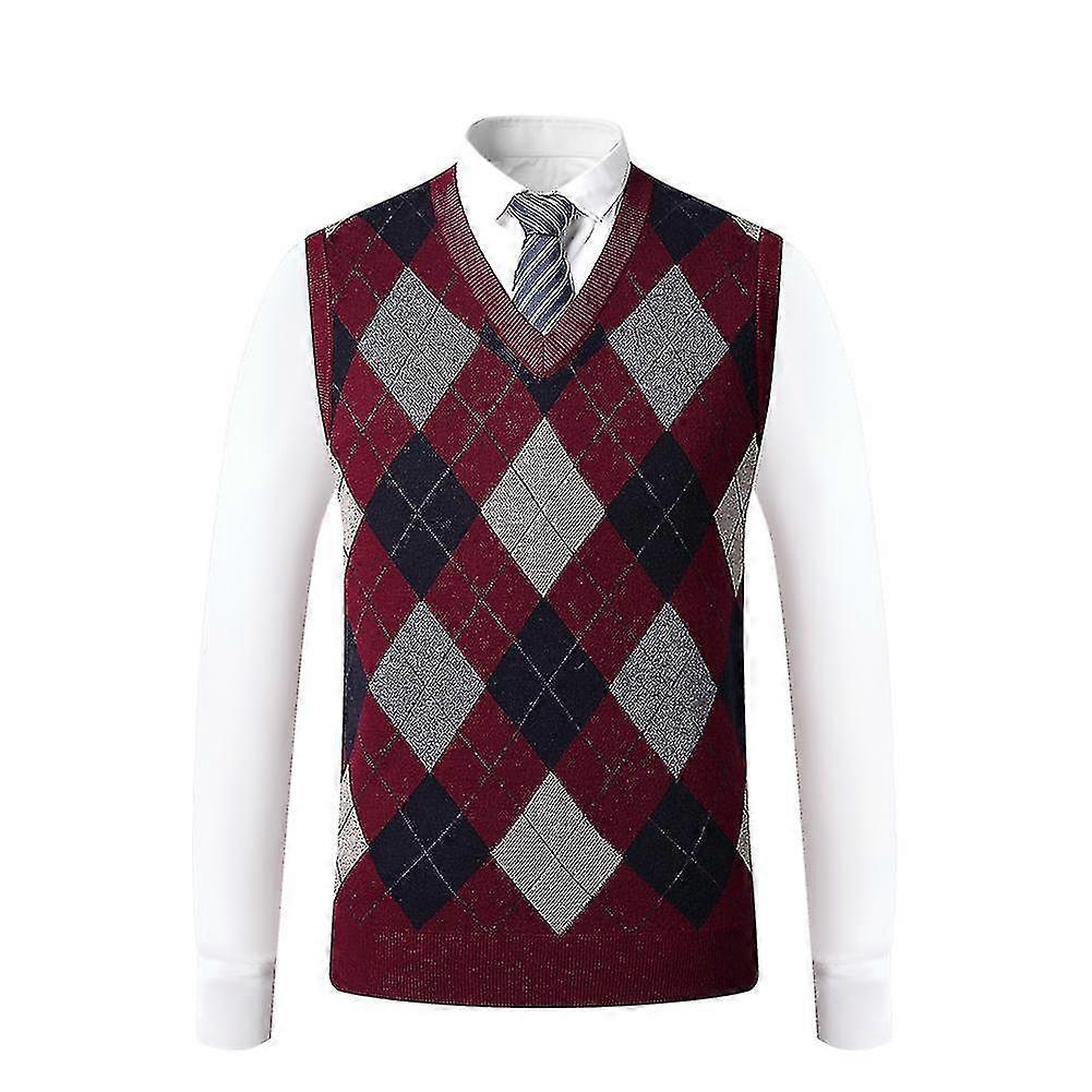 Herr Cashmere Pullover Wool Blend Ärmlös stickad V-ringad tröja