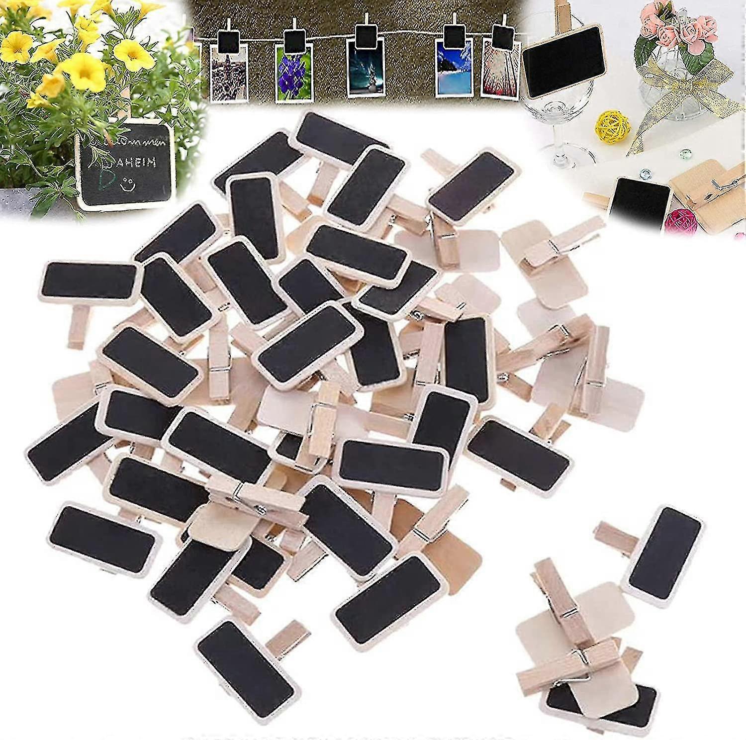 50 Pieces Wooden Board With Clip, Mini Small Board, Memo Board, Wooden Photo Folder, As Table Decorations, Card Holders, Name Tags, Herb Pots, Wedding