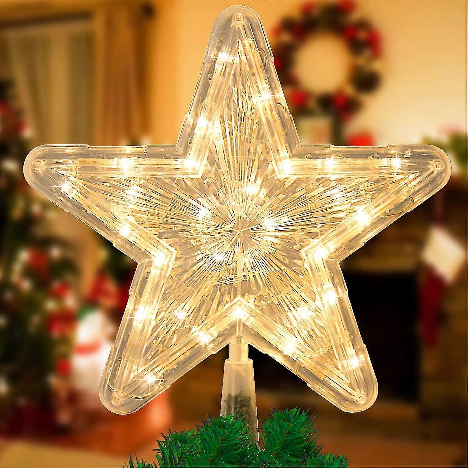 Christmas Star Tree Topper Lighted, Xmas Tree Topper With Lights Light Up