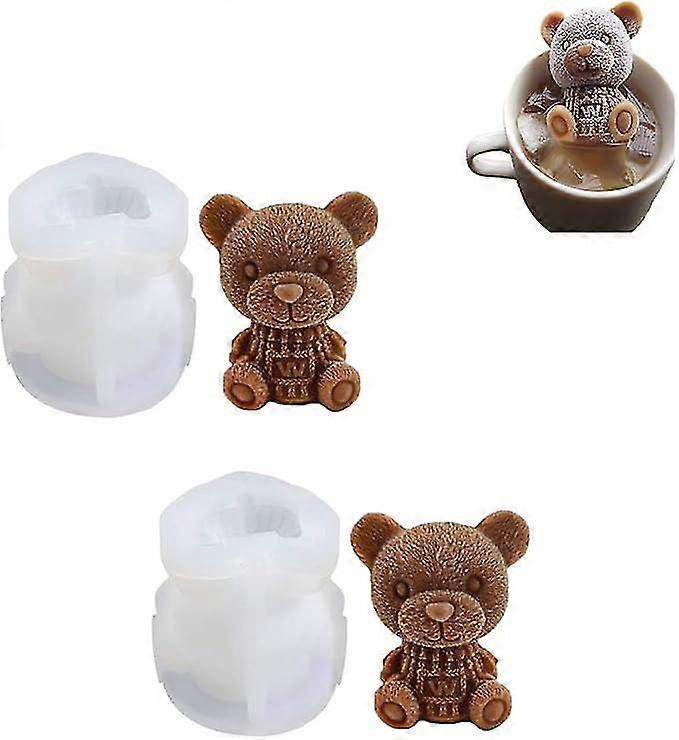 2 packs of ice bear molds 3D bear shaped ice tray (7.5 * 8 * 6.5cm), self-made^ccgv2