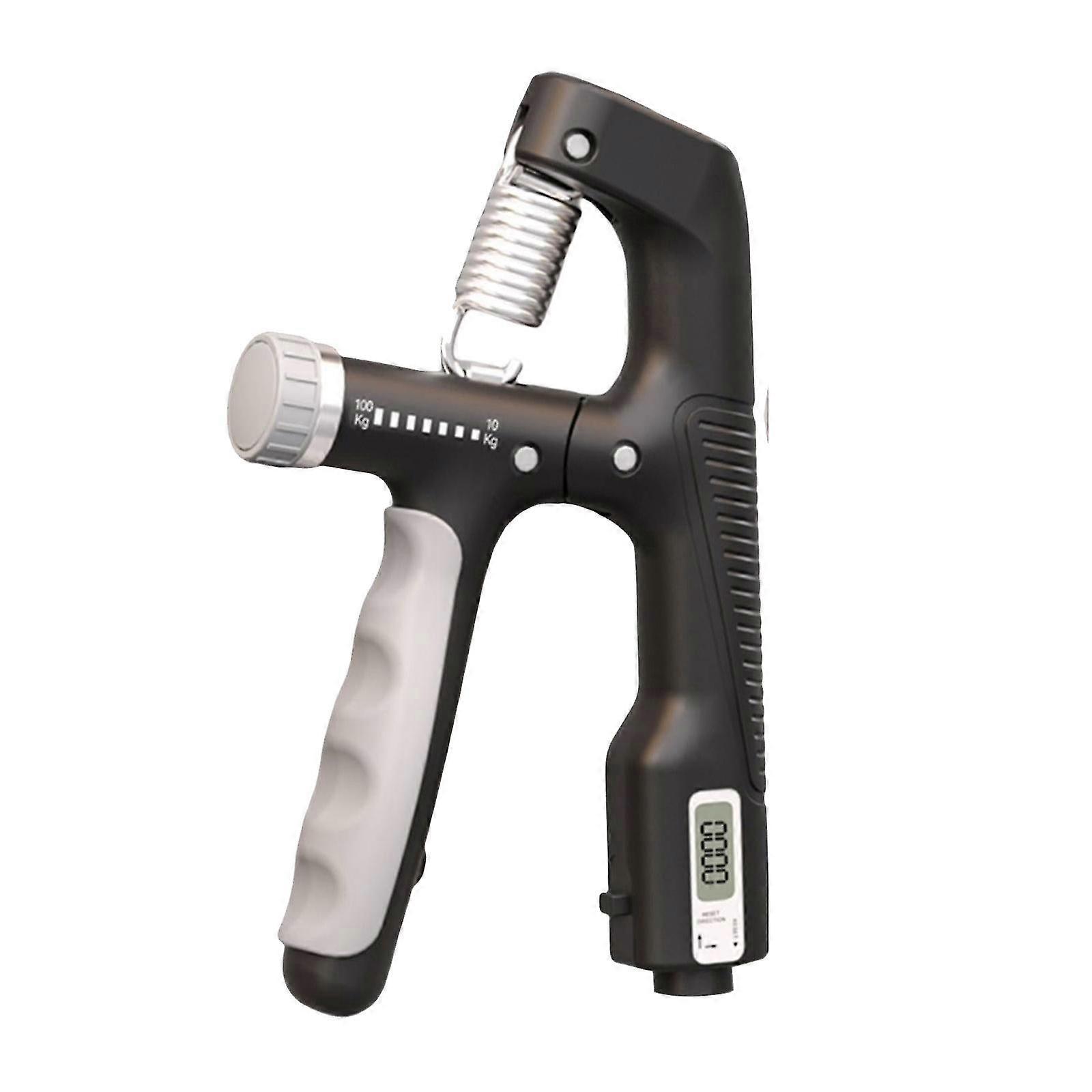 10-100kg調整可能な電子ハンドグリップパワーエクササイズヘビーグリッパーフィットネス筋トレーニングハンド強化剤-黒
