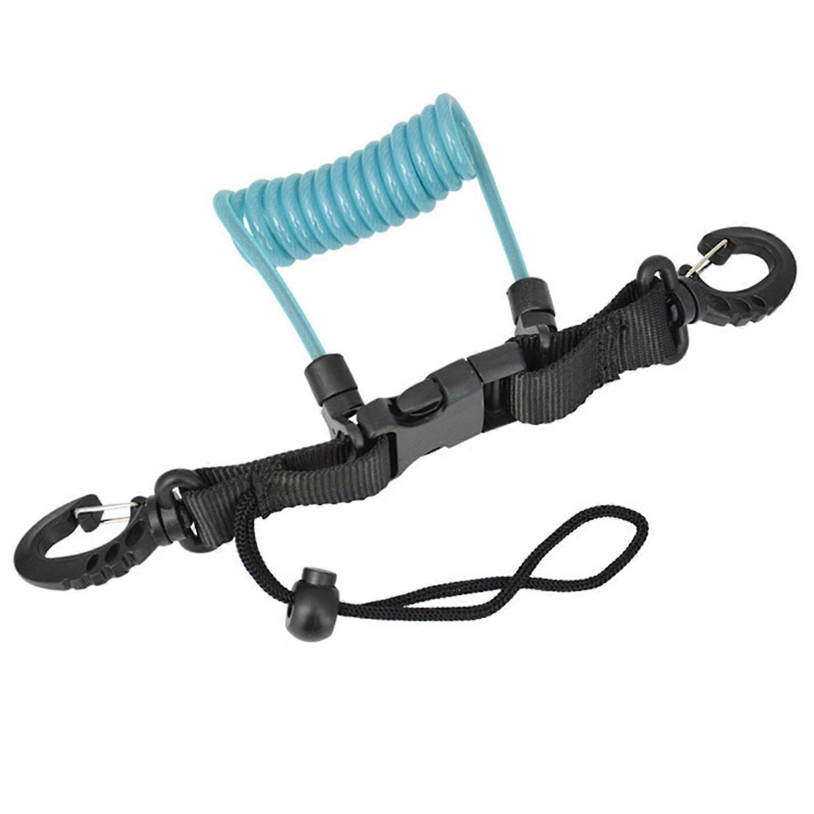 Scuba Diving Coil Lanyard Spring Coiled Camera Lanyard for Camera Underwater Blue