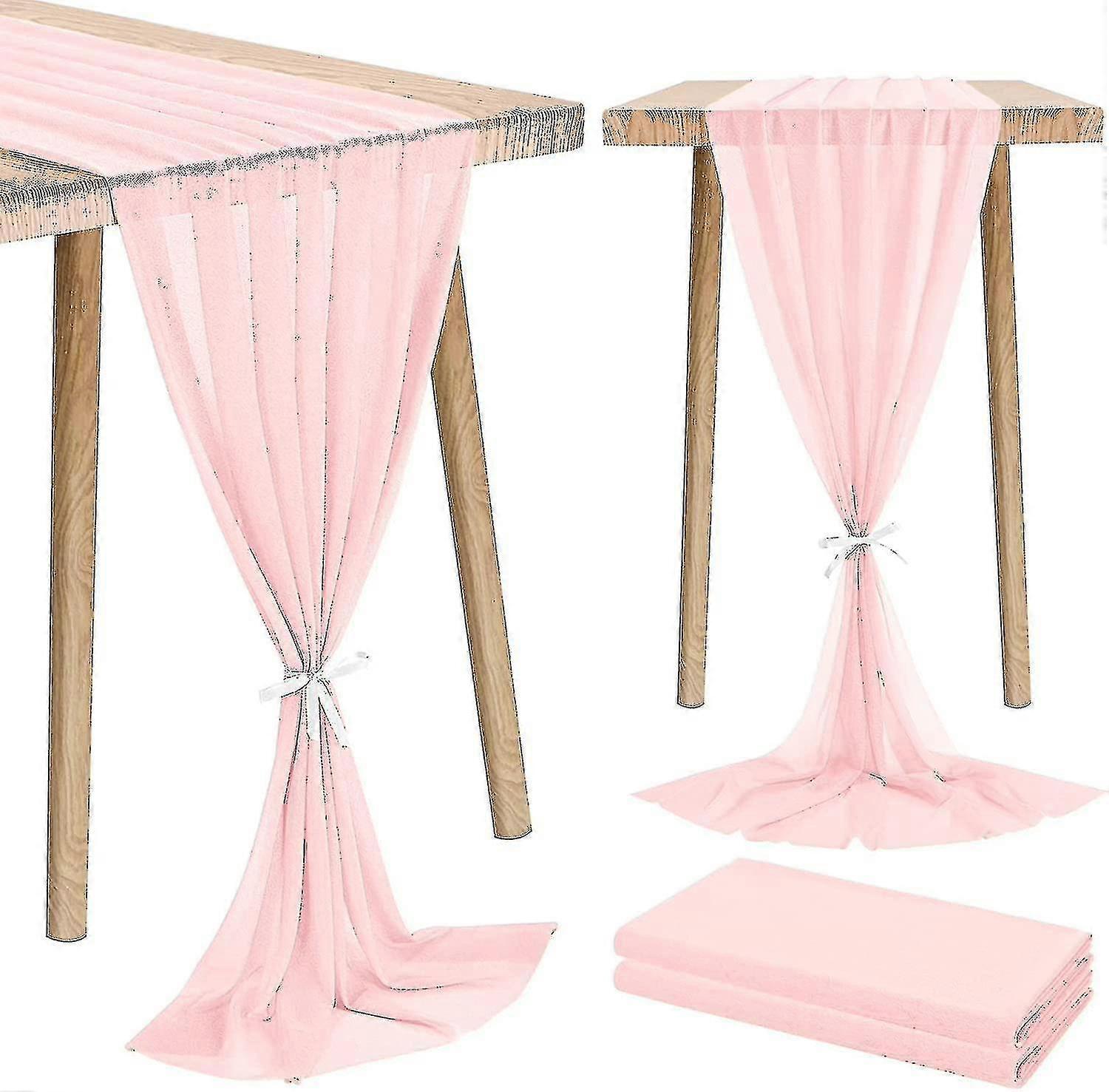 2 Pack Corredor de Mesa de Chiffon Rosa Blush 28x120 Polegadas Presente de Mesa de Casamento Romântico hskev