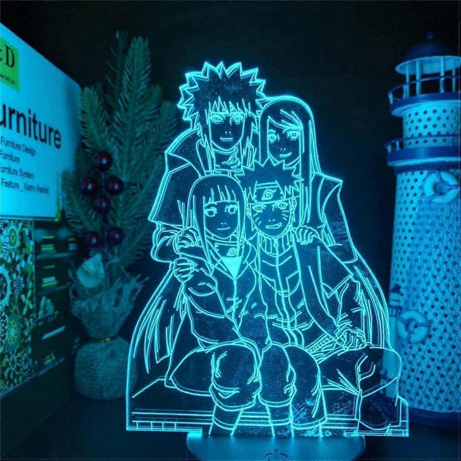 Naruto Kakashi Uchiha Sasuke 3D Illusion Night Light Lamp Smart Touch, RGB Effect USB Cable Powered Creative 3D Japanese Anime Lamp