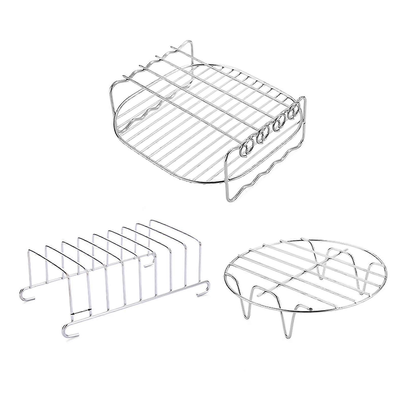 Air Fryer Accessories Air Fryer Rack Set Of 3 Multi-purpose 7 Inch Double Layer Rack Metal