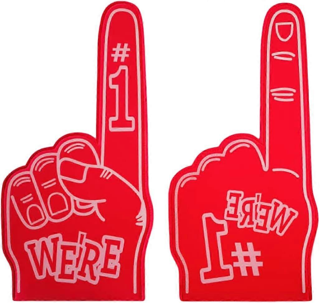 2Pcs Red Cheerleader Foam Finger Covers Sports Cheerleading Props 18 Inch Giant Cheering Props Cheerleading Foam Hand Pompom For Sports