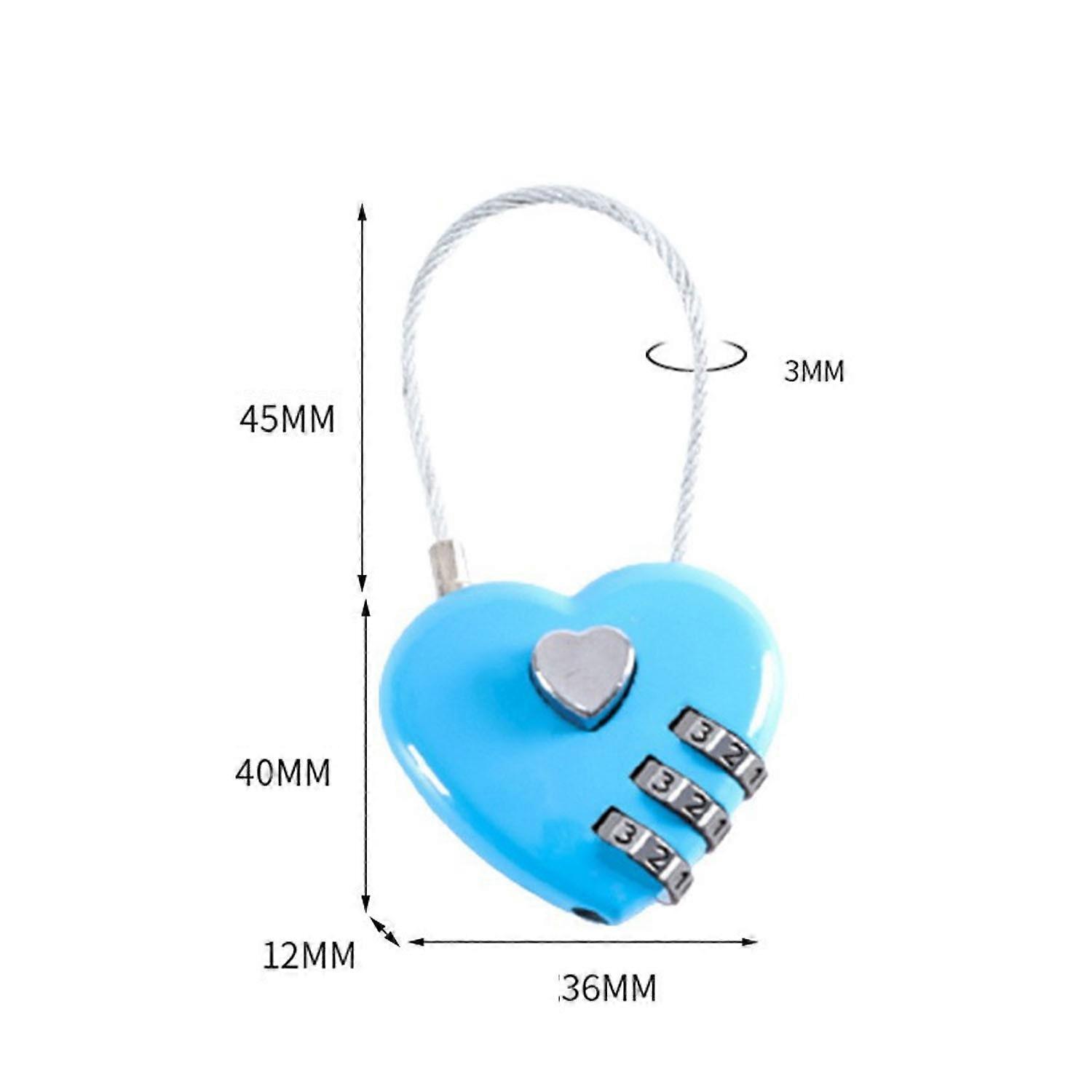 Mini Heart Shape 3 Code Resettable Luggage Suitcase Bag Travel Lock Padlock-Red