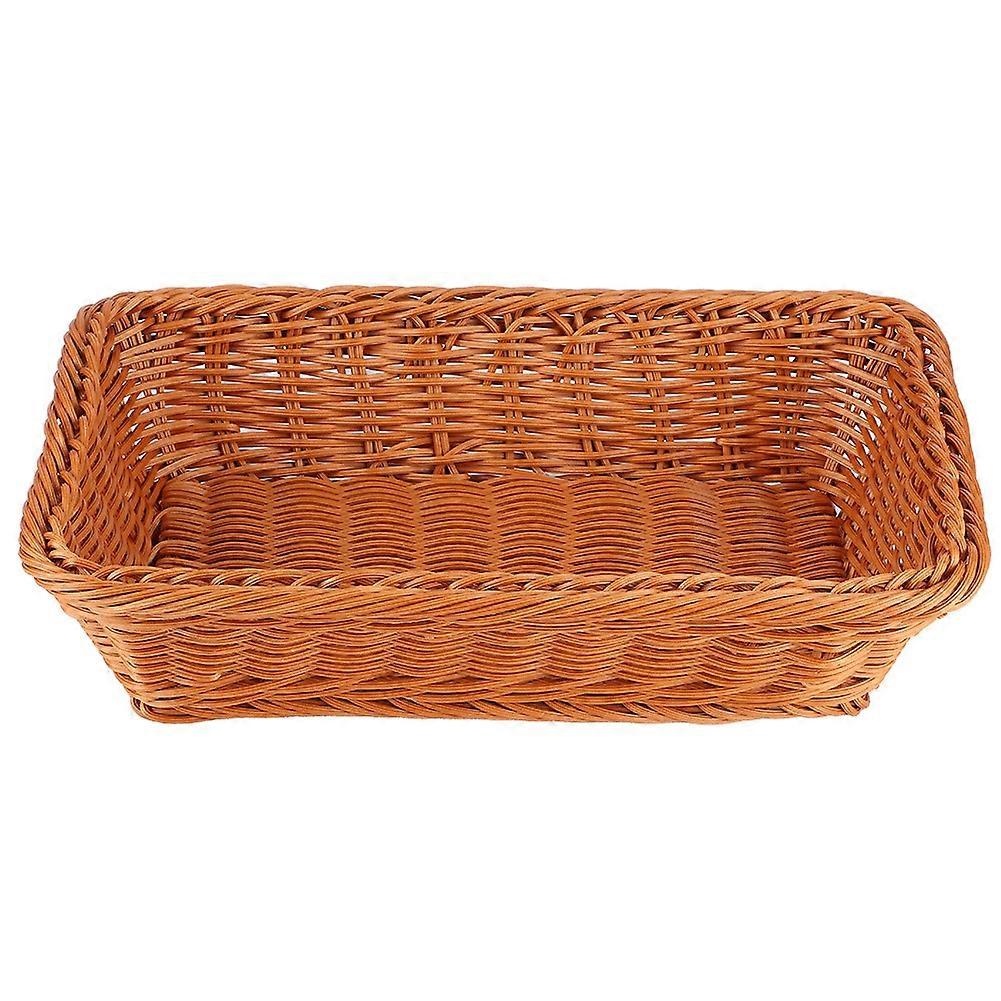 Rectangular Coffee Color Desktop Storage Basket for Food Bread and Fruits