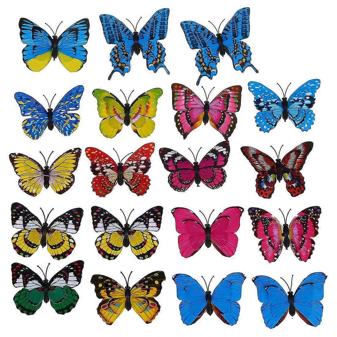 20pcs 7cm 3d Artificial Butterfly Pin Clip Double Wing Christmas Wedding Decoration, Colors Randoml