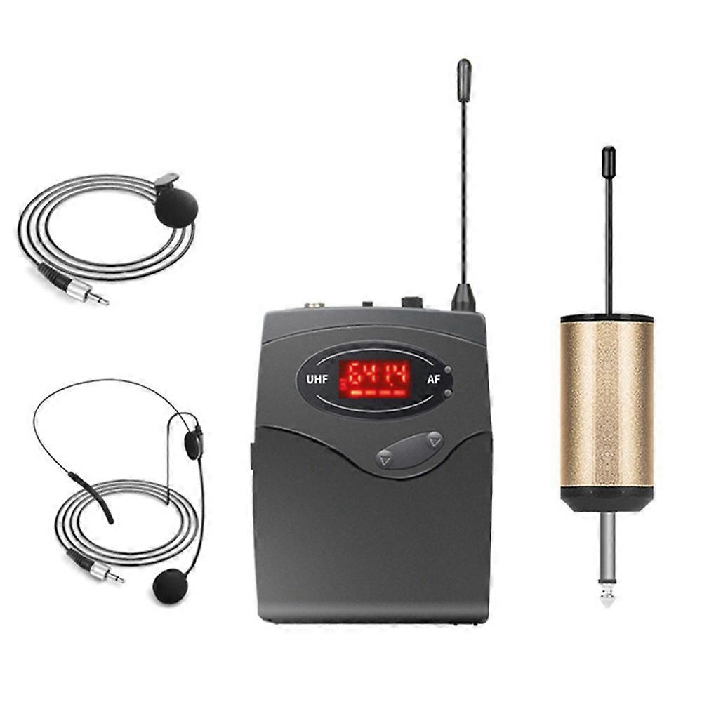 Wireless Microphone System,Wireless Microphone Set With Headset & Lavalier Lapel Mics Beltpack Tran