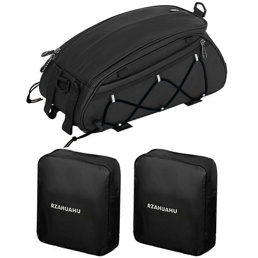 RZAHUAHU Bike Pannier Rack Bag Waterproof Bike Rear Seat Trunk Bag Multiple Pockets Night Reflective Cycling Equipment Trunk Bag