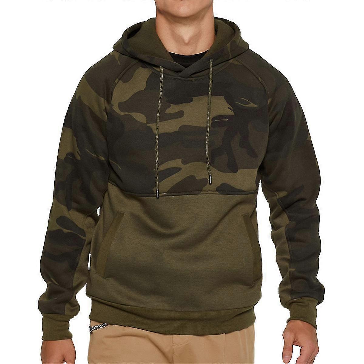 Herren Army Green Nähte Kapuzenpullover