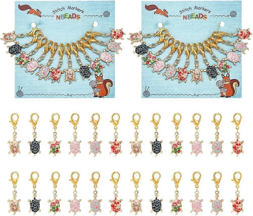 24 Pcs Turtle Stitch Markers Enamel Crochet Stitch Marker Removable Lobster Claw Clasps Locking Stitch Marker for Knitting Weaving Sewing Jewelry Maki