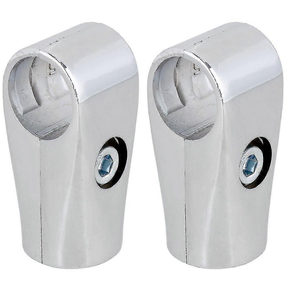2 X Metal Drying Rack Pipe Fittings Two-way Connector For 25mm Round Tube Silver