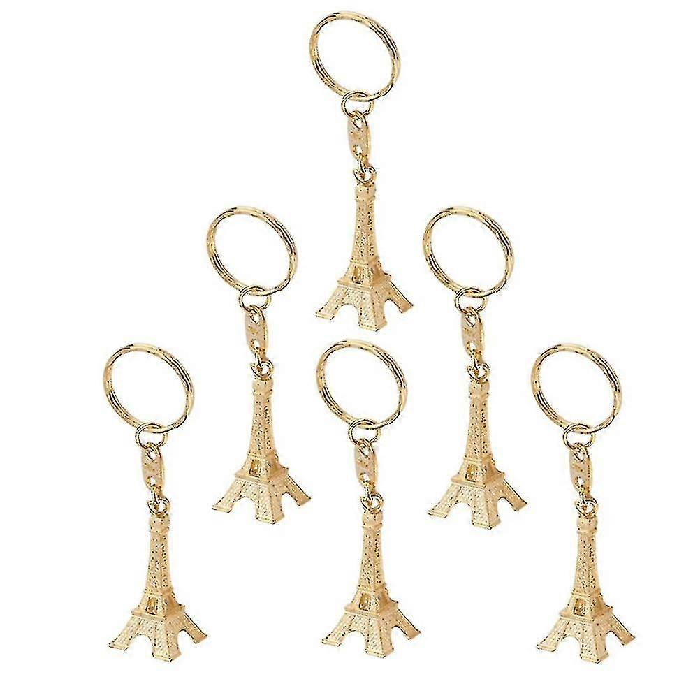 12pcs Retro Keyring Eiffel Tower Key Chain Mini Keychain Pendant Decorations (golden)